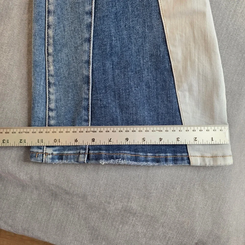 Vervet by Flying Monkey Colorblock Flare Jeans High Rise Panel Denim Sz 28 Boho - Picture 8 of 12